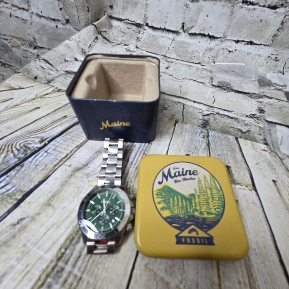 Fossil Mens Retro Watch CH2867 Stainless Steel w Fossil Box Needs Battery